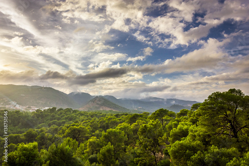 Beautiful view of mountains from Palma de Mallorca, Baleares, Spain