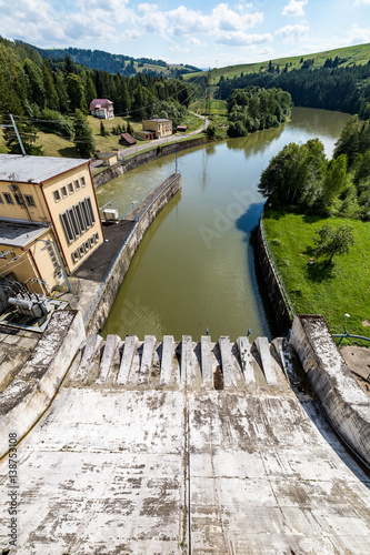 View of the hydroelectric power plant Oravska Priehrada in Slovakia photo