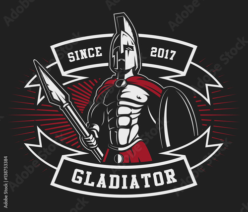 Gladiator emblem with a spear