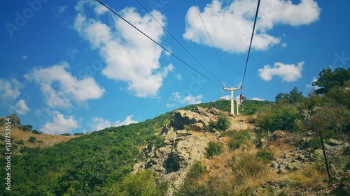 Tourism in the mountain. Lift in Karandila, Bulgaria
