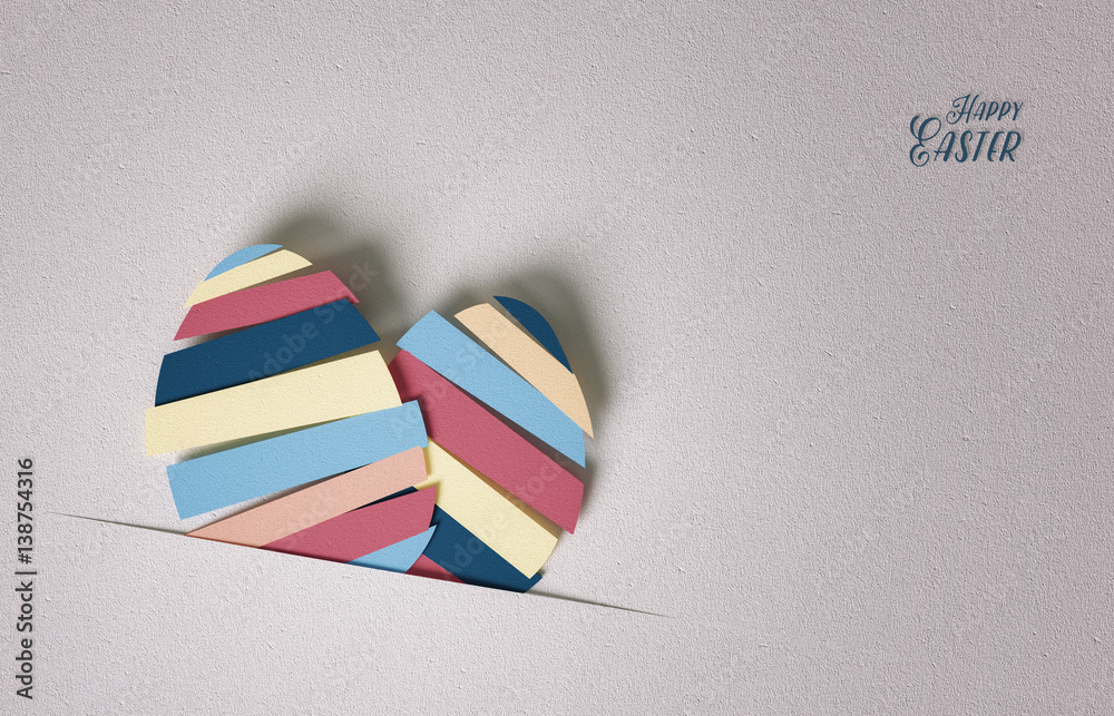 Fototapeta premium paper eggs - happy easter - 3D abstract background / card ( egg , holiday , spring )