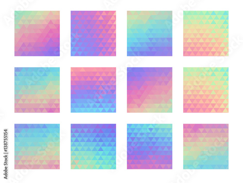 Vibrant hologram vector background set.