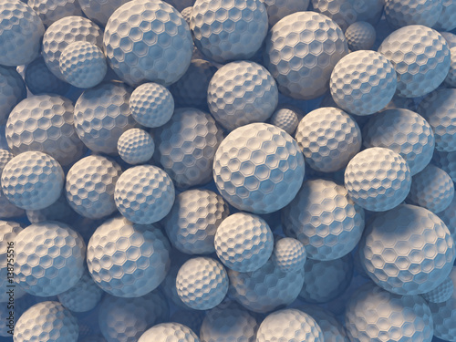 Abstract spheres on white surface 3d rendering