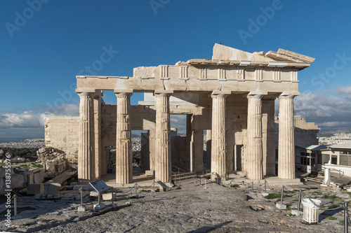 Monumental gateway Propylaea in the Acropolis of Athens, Attica, Greece
