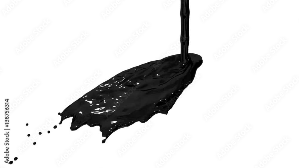 Vidéo Stock Flow of black paint like oil splattering on white ...