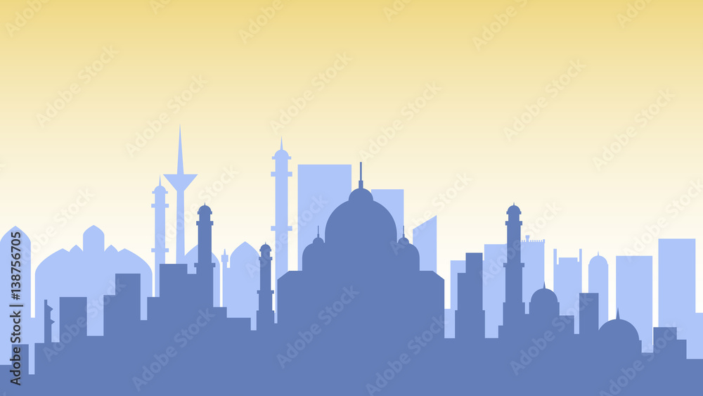 Obraz premium India silhouette architecture buildings town city country travel