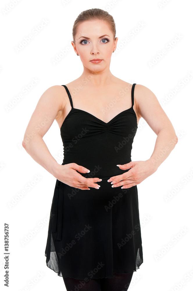 Beautiful one caucasian young woman ballerina ballet dancer, isolated on white background Beautiful one caucasian young woman ballerina ballet dancer, isolated on white background
