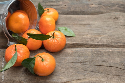 Fresh tangerines with leaf