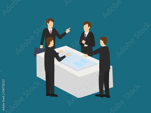 Business men are brainstorming.