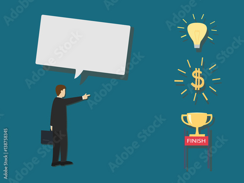 Businessman with chat box and icons