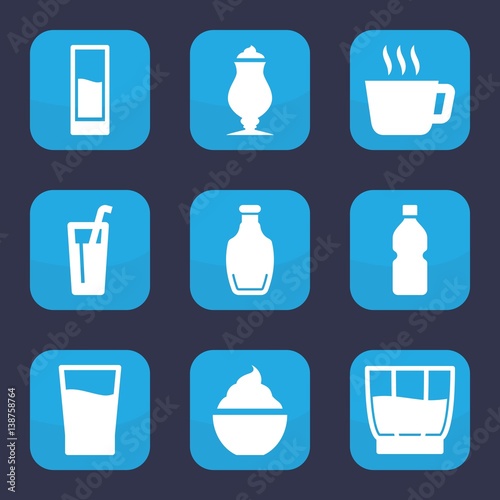 Set of 9 filled refreshment icons