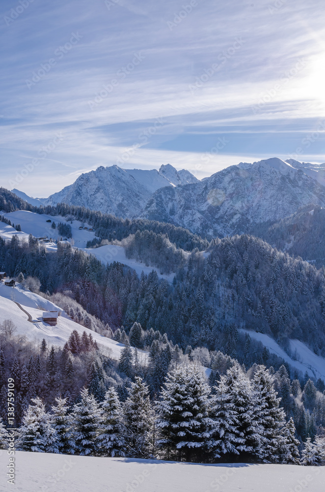 Neuschnee in Vorarlberg Österreich