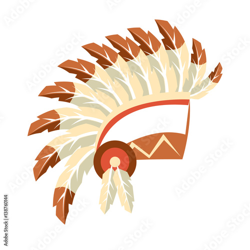 Chief War Bonnet Headdress, Native American Indian Culture Symbol, Ethnic Object From North America Isolated Icon