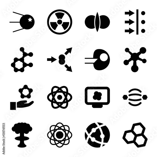 Set of 16 atom filled icons