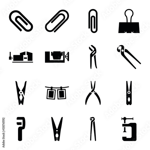 Set of 16 clamp filled icons