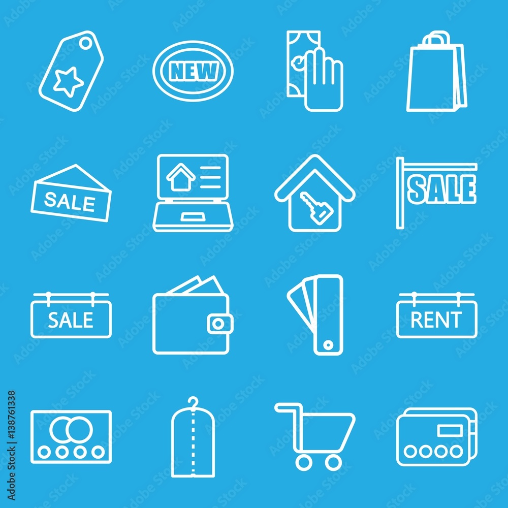 Set of 16 sale outline icons Set of 16 sale outline icons