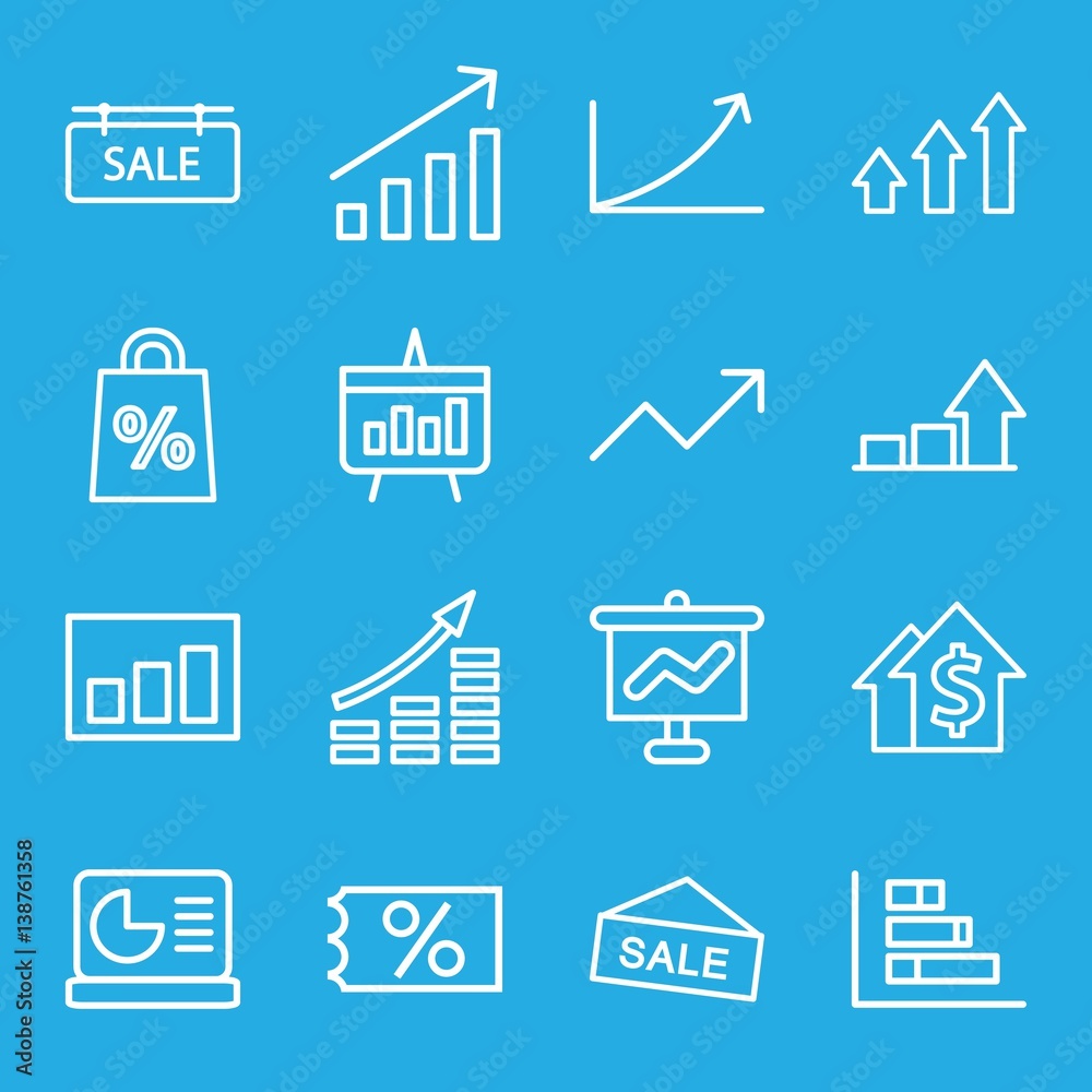 Set of 16 sales outline icons Set of 16 sales outline icons