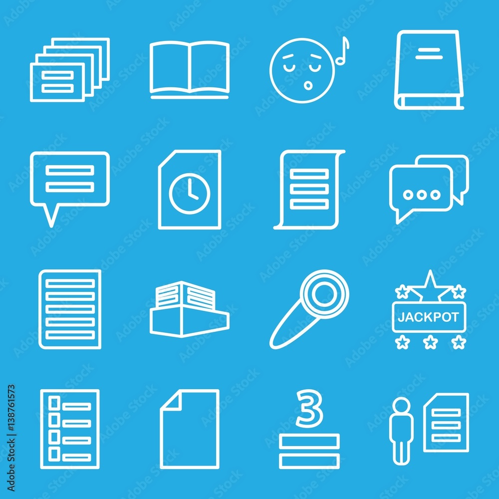 Set of 16 text outline icons