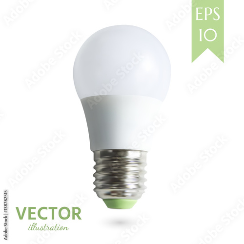 Realistic white, led, economical bulb. Vector illustration.