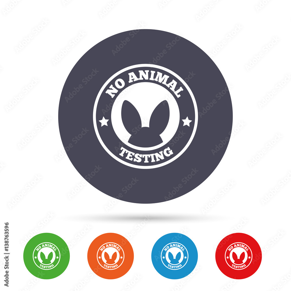 No animals testing sign icon. Not tested symbol. No animals testing sign icon. Not tested symbol.