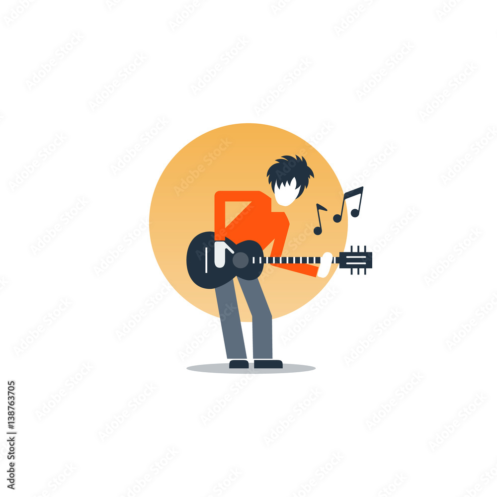 Person playing guitar, music entertainment, live show Person playing guitar, music entertainment, live show