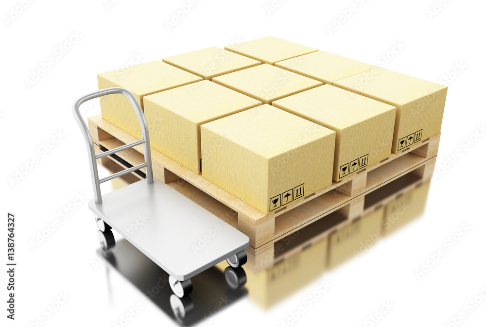 3d Shipping cardboard boxes on pallet 3d Shipping cardboard boxes on pallet
