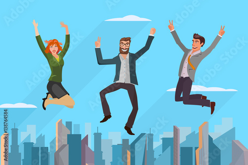 business people jumping