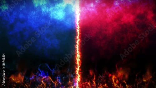 VS 炎 対決 背景 分割 ループ