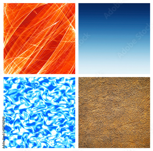the four nature elements; abstract close-ups