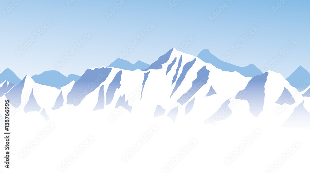 Fototapeta premium Panorama górski niebieski pasmo - bezszwowe tło granicy