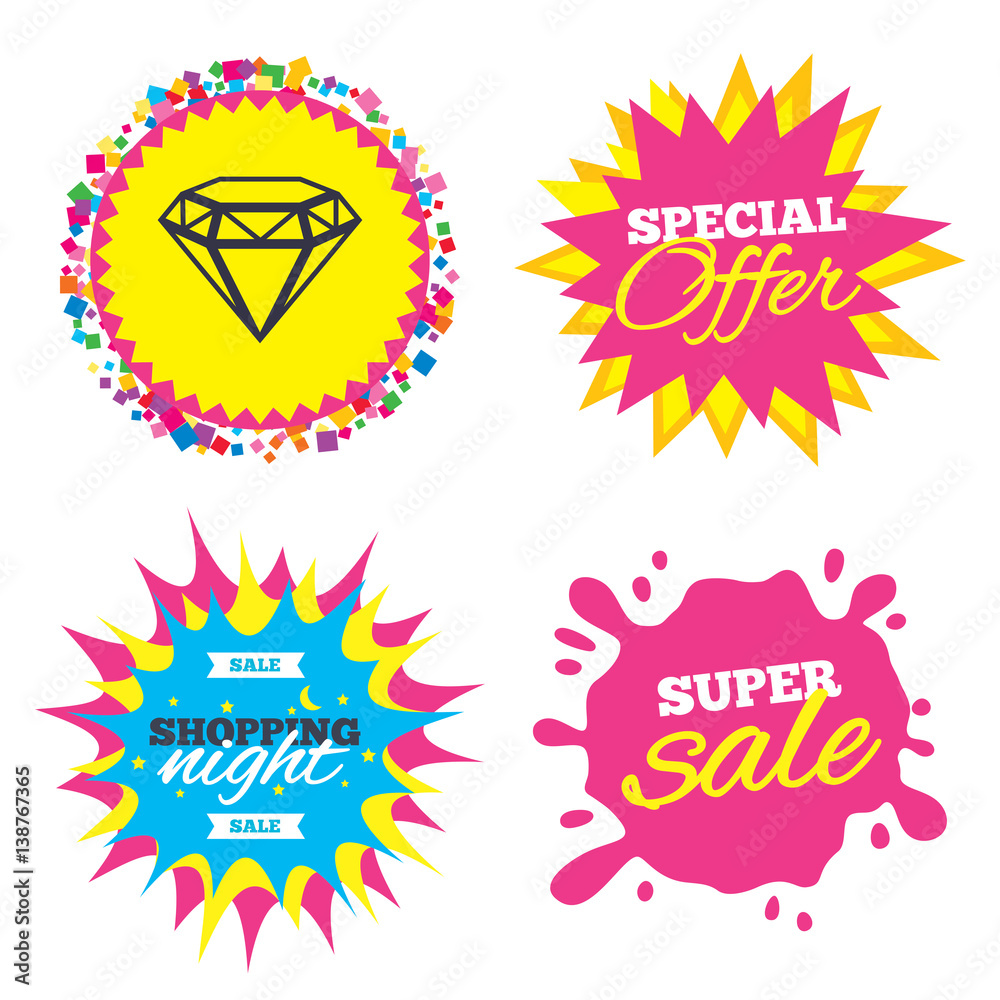 Diamond sign icon. Jewelry symbol. Gem stone. Diamond sign icon. Jewelry symbol. Gem stone.