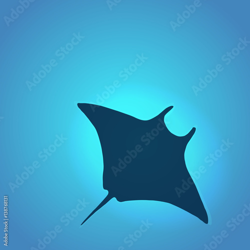 Vector stingray, ray fish illustration. Animal in the wild - hand drawn sketch, marine life swimming in the ocean animal