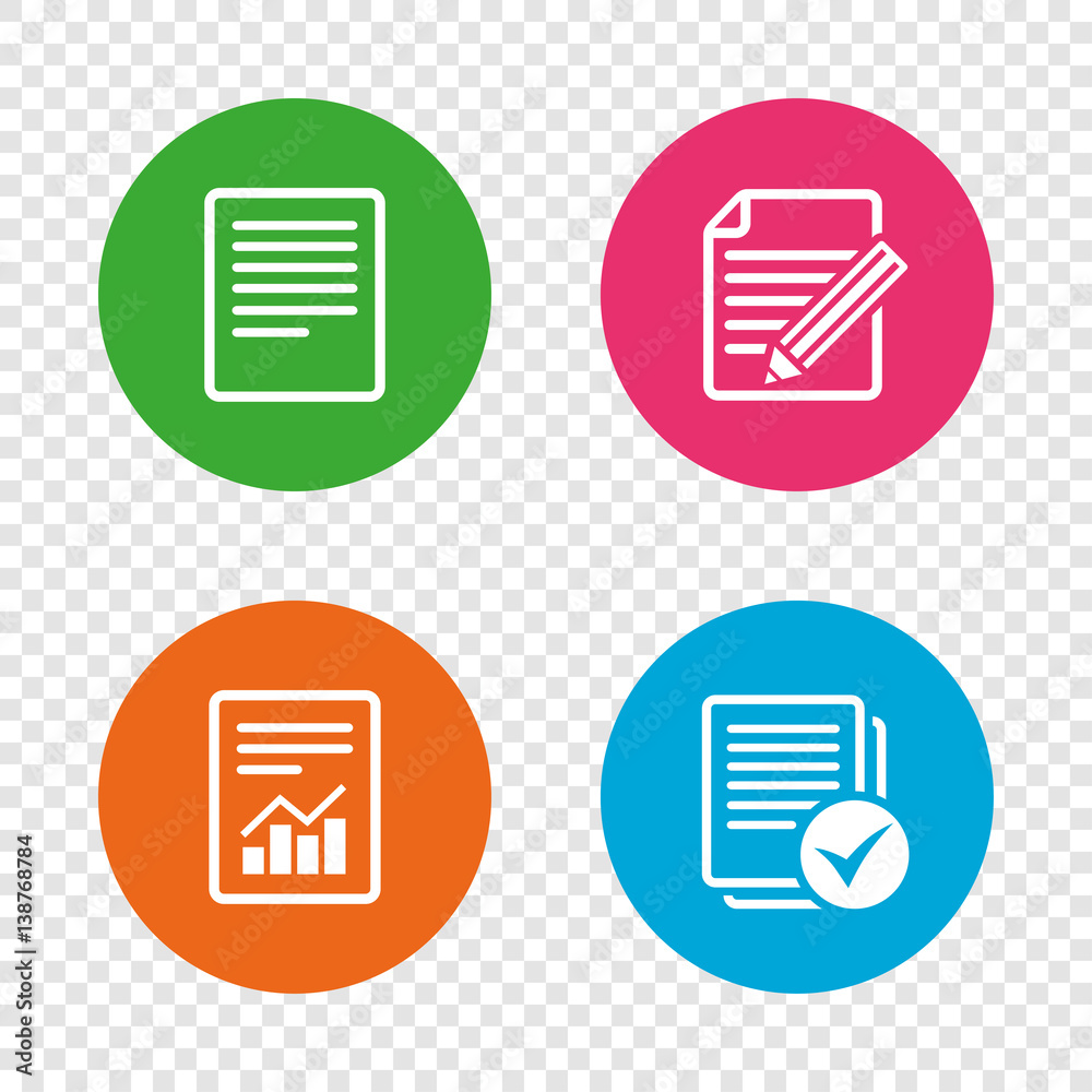 Document icons. File with chart and checkbox. Document icons. File with chart and checkbox.