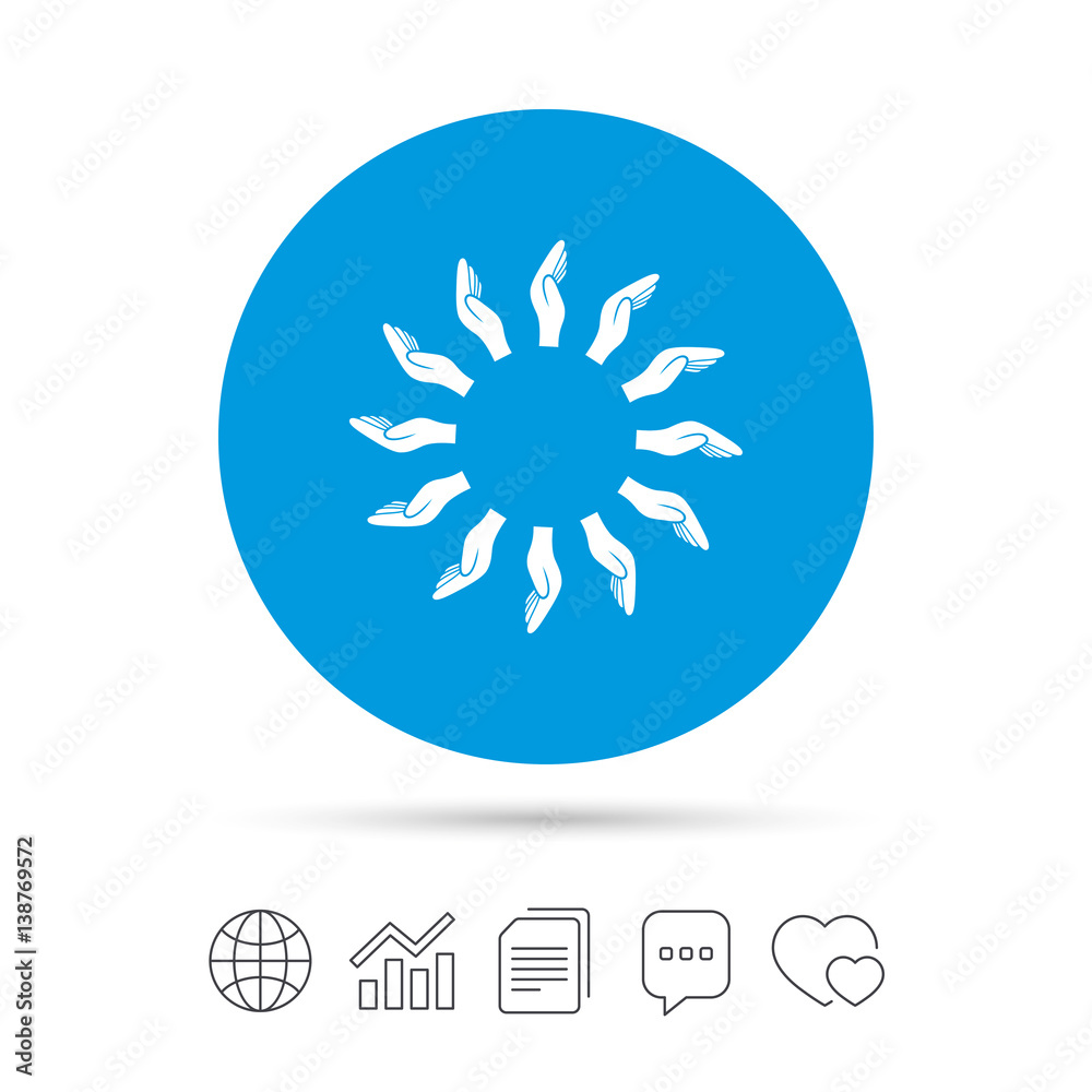 Donation hands sign icon. Charity or endowment. Donation hands sign icon. Charity or endowment.