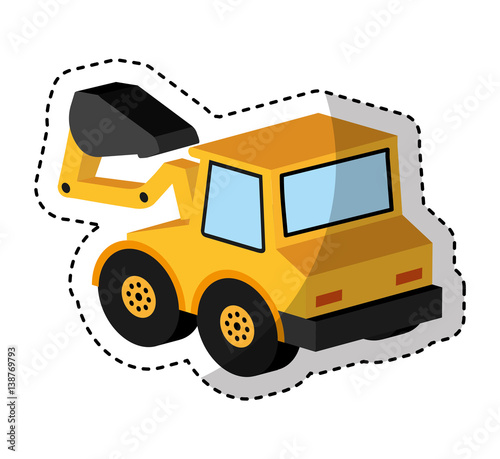 excavator vehicle isometric icon vector illustration design
