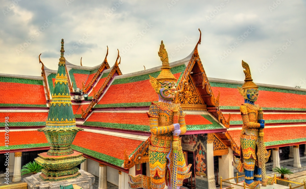 Fototapeta premium Wat Phra Kaew Ancient, temple of the Emerald Buddha in Bangkok, Thailand