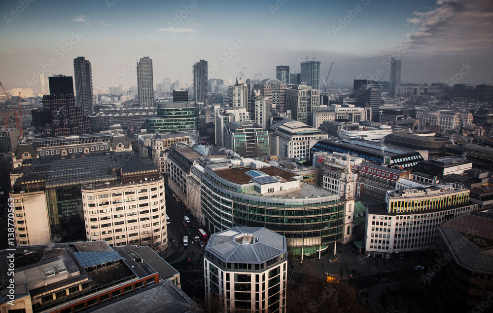 Fototapeta premium rooftop view over London on a foggy day from St Paul's cathedral, UK