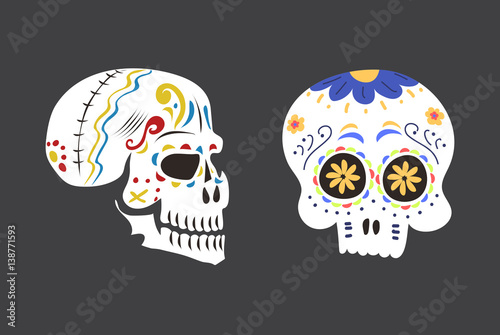 Style skull face dia de los muertos symbol vector illustration.