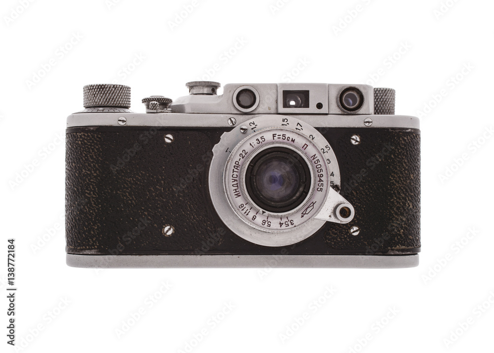 Vintage camera isolated on white background.