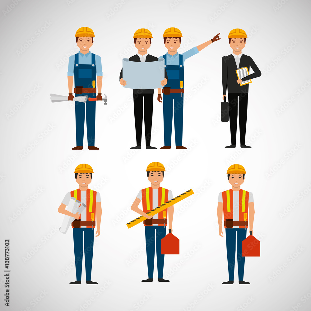 Construction professional avatar character vector illustration design