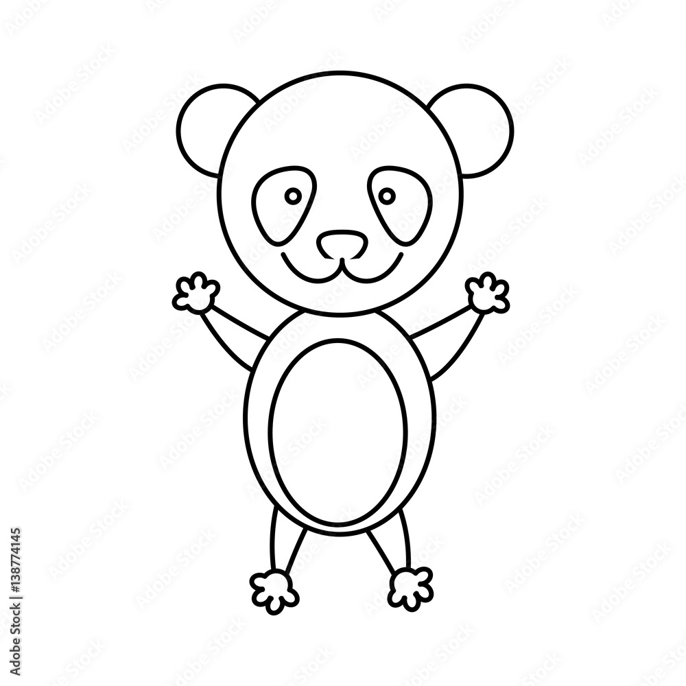 Naklejka premium monochrome contour with male panda vector illustration