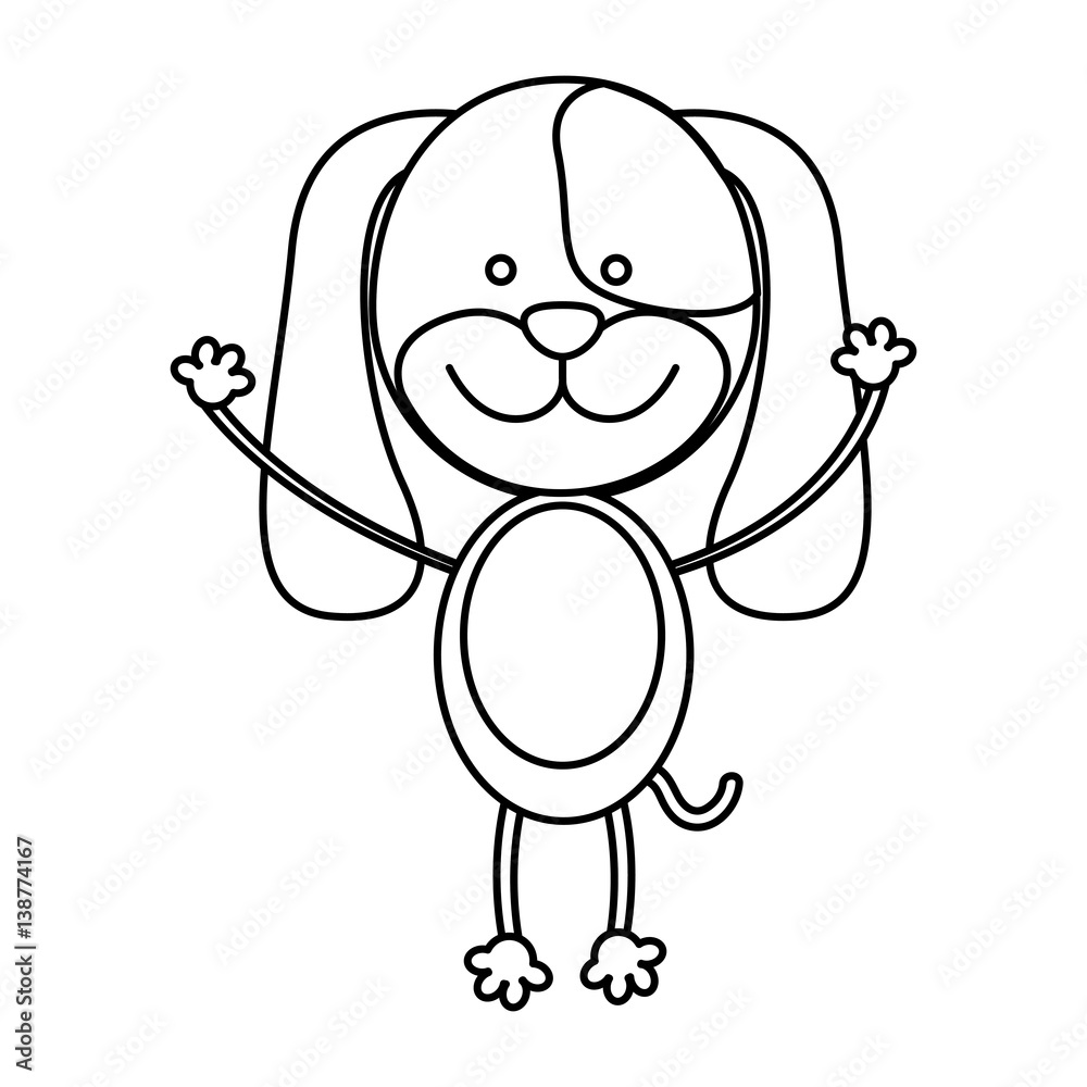 monochrome contour with male dog vector illustration monochrome contour with male dog vector illustration