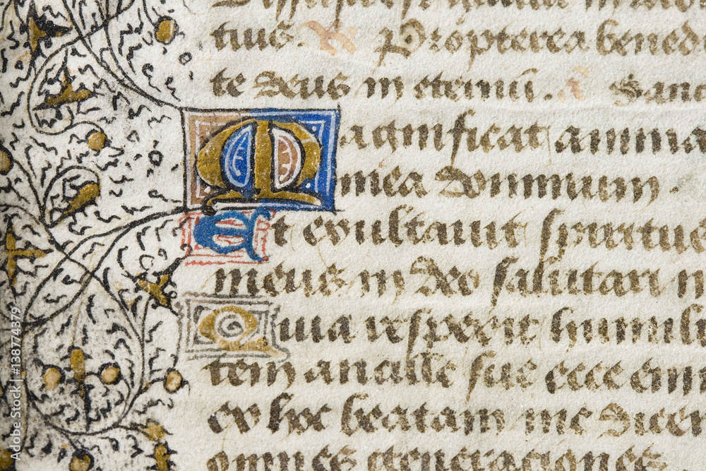 illuminated manuscript detail - obrazy, fototapety, plakaty 