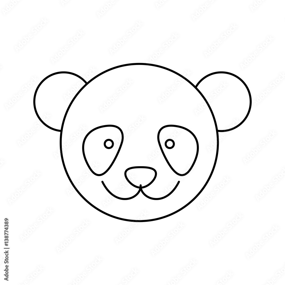 monochrome contour with male panda head vector illustration monochrome contour with male panda head vector illustration