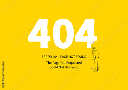 Error 404 page with a painter vector illustration. Broken web page graphic design. Error 404 page not found creative template.
 photo