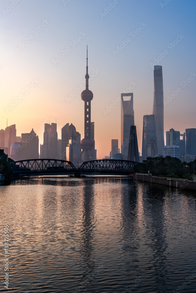 Fototapeta premium modern business buildings in financial district in city of China.