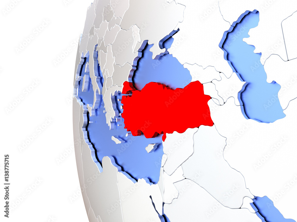 Fototapeta premium Turkey on metallic globe