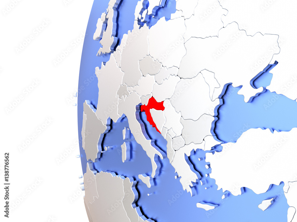 Obraz premium Croatia on metallic globe
