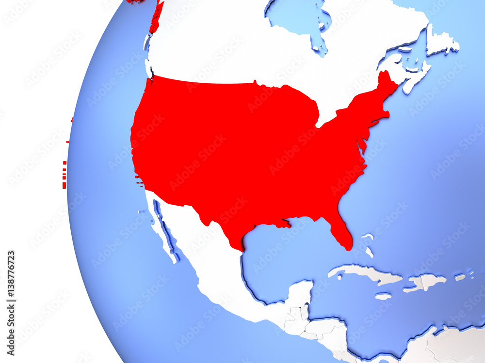 Fototapeta premium USA on metallic globe