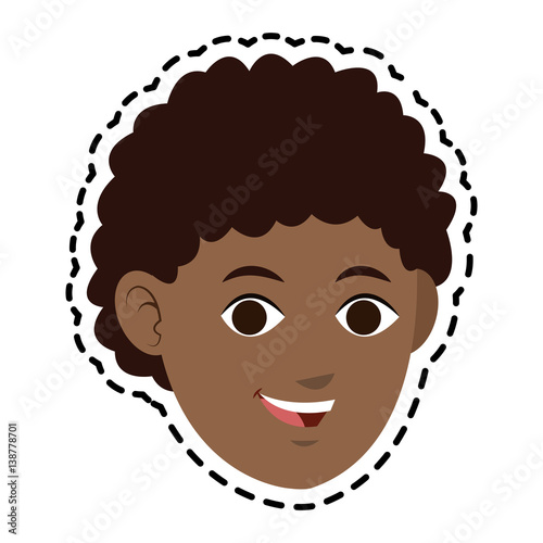 face of handsome dark skin young man icon image vector illustration design 
